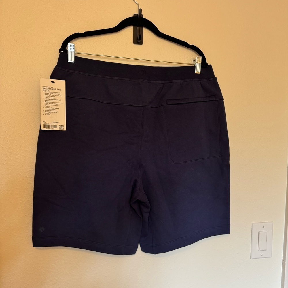 NEW Lululemon Mens Relaxed Fit French Terry Shorts 9" Size XL Navy NWT - Picture 5 of 9